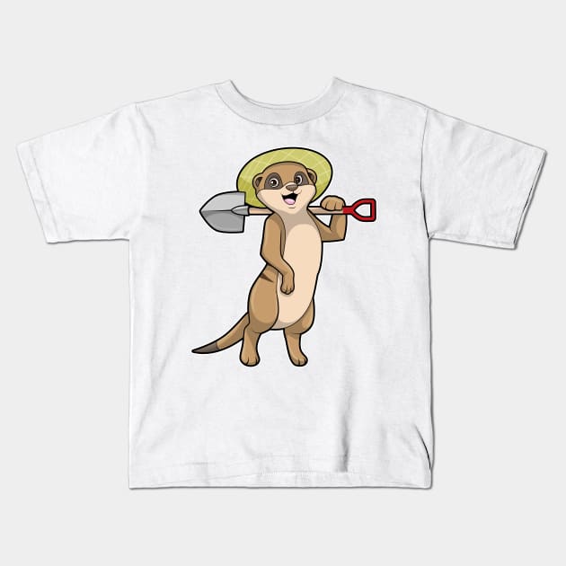 Meerkat as Farmer with Shovel Kids T-Shirt by Markus Schnabel